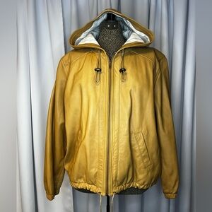The Territory Ahead Genuine Leather Hooded Jacket | Tan Camel | Size XL